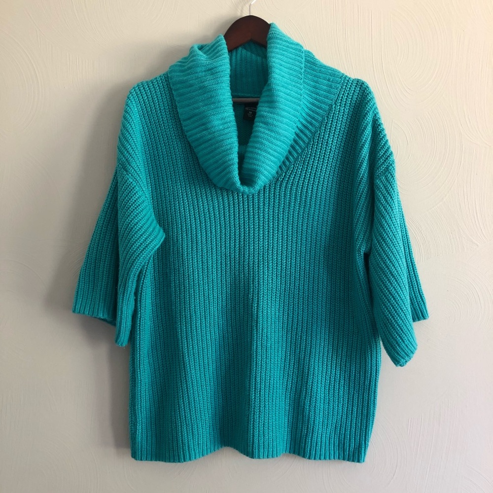 3/$21 🍭 NY & Co Aqua Teal Oversized Sweater